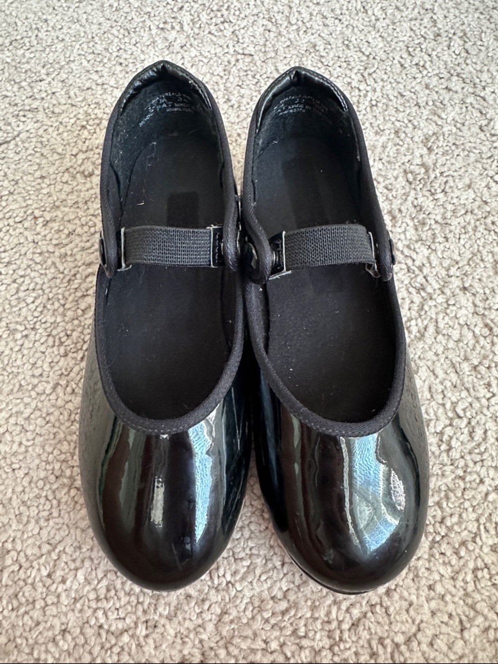 Capezio- Black Patent Mary Jane Tap Shows with Elastic Strap- 13M J2 65